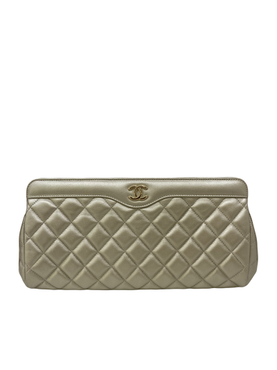 Chanel Gold Caviar Clutch