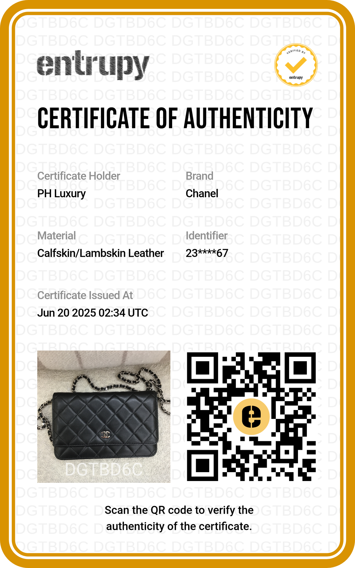 Chanel WOC Lambskin Black SHW