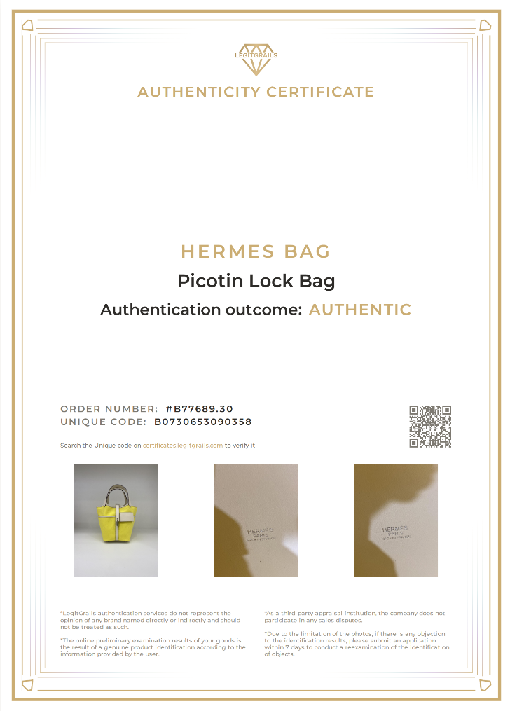 Hermes Picotin 18 Cargo Jaune Citron/Nata