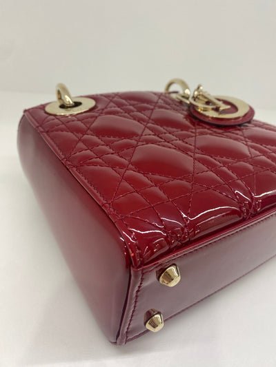 Christian Dior Lady Dior Mini Patent Leather Red CGHW