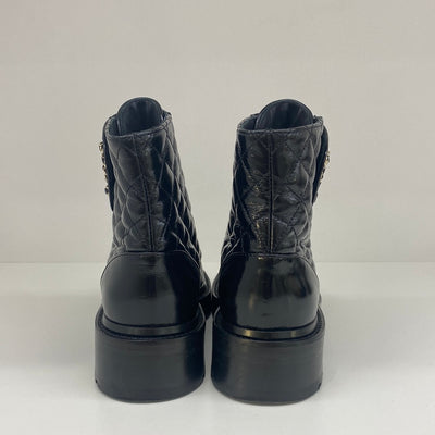 Chanel Combat Boots Black Patent - Size 35.5