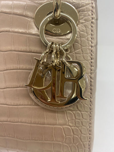 Dior Lady Dior Mini Pink Alligator Iridescent