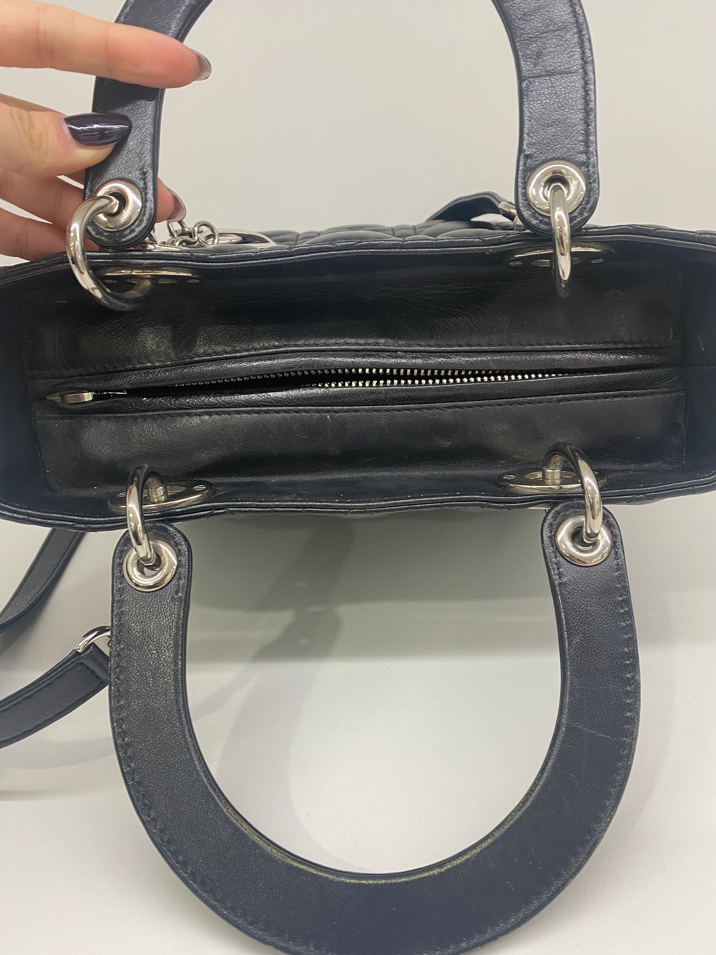 Dior Lady Dior Black Silver hardware Small Lambskin