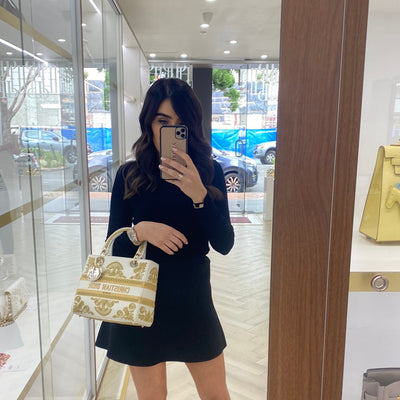 Dior Lady Dior - Medium - Latte Leather with Embroidery