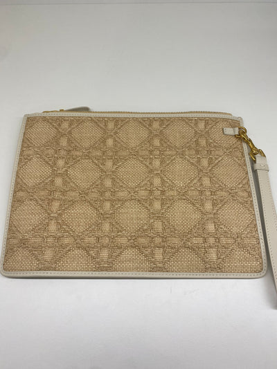 Christian Dior Raffia Pouch Clutch