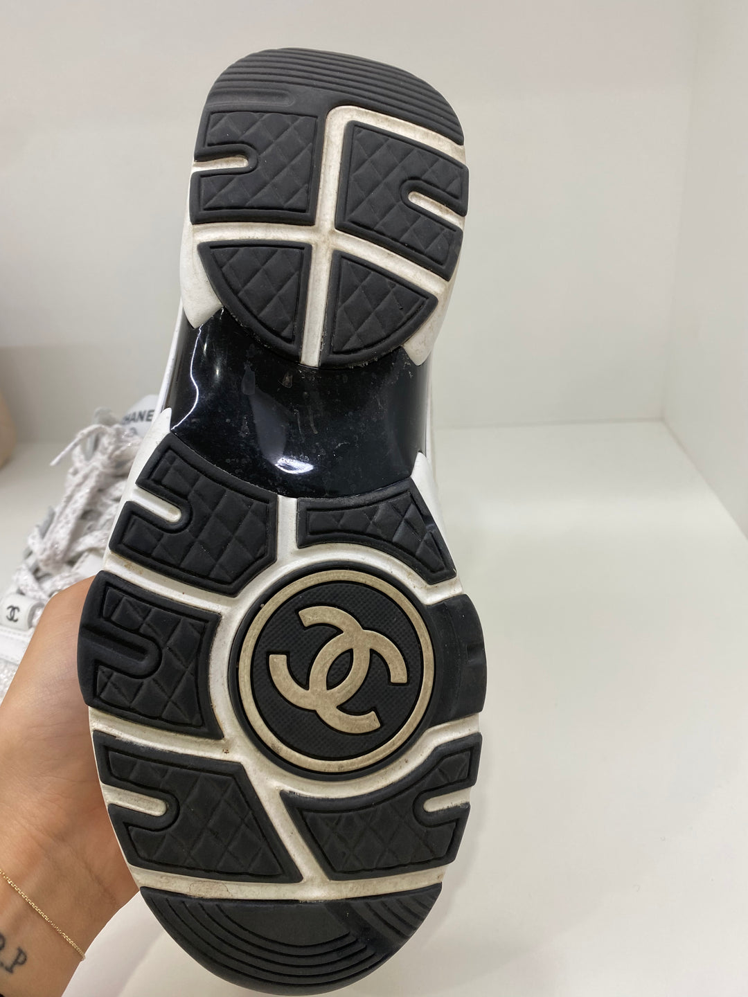 Chanel Tweed Sneakers White & Silver size 37.5 – PH Luxury