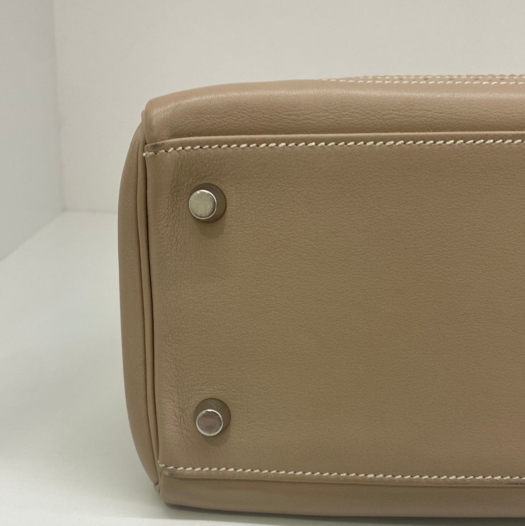 Hermes Kelly 32 Beige Argile Ghillies PHW Swift & Grain D'H