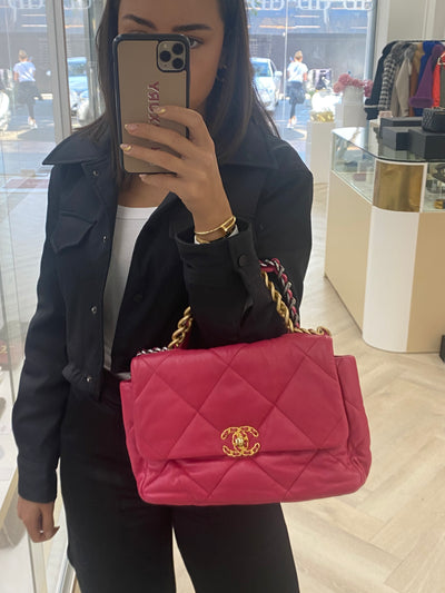 Chanel 19 Large (Medium) Fuchsia Pink GHW