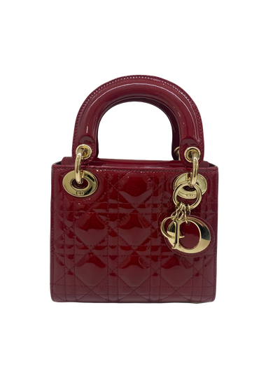 Christian Dior Lady Dior Mini Patent Leather Red CGHW