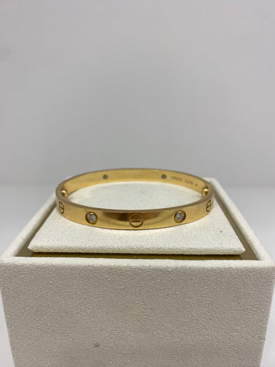 Cartier Love Bangle With 4 Diamonds Gold - Size 17