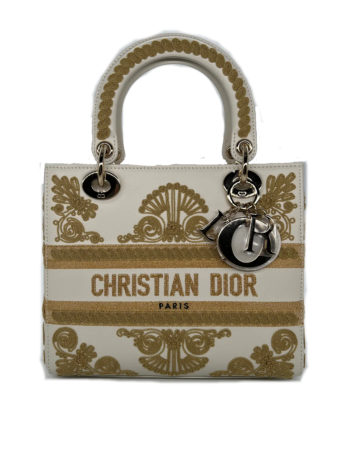 Dior Lady Dior - Medium - Latte Leather with Embroidery