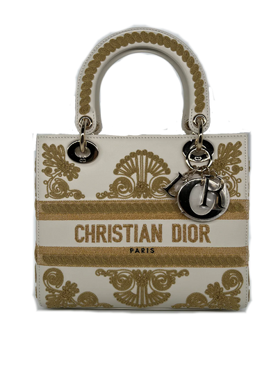 Dior Lady Dior - Medium - Latte Leather with Embroidery