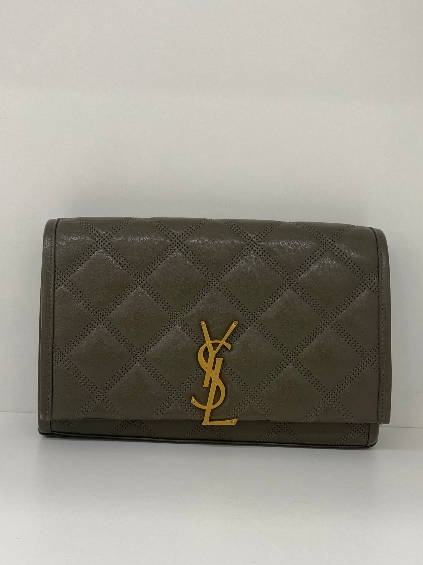 YSL Becky Chain Bag Khaki GHW