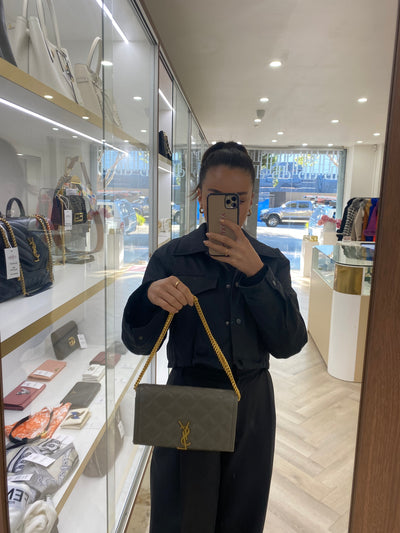 YSL Becky Chain Bag Khaki GHW