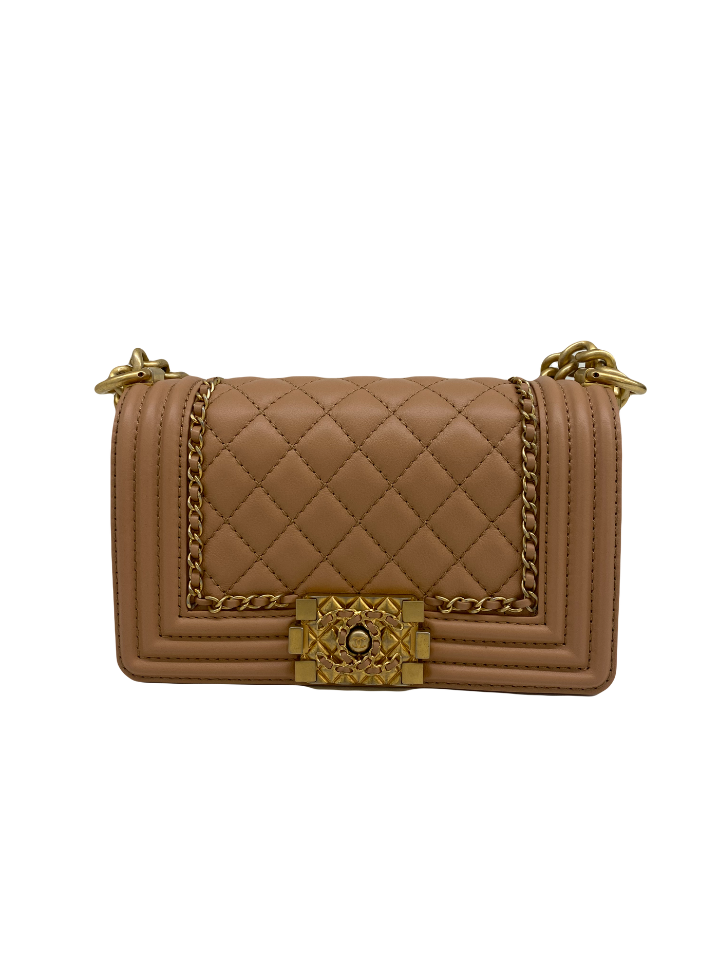 Chanel Boy Bag Small Chain Detail - Beige