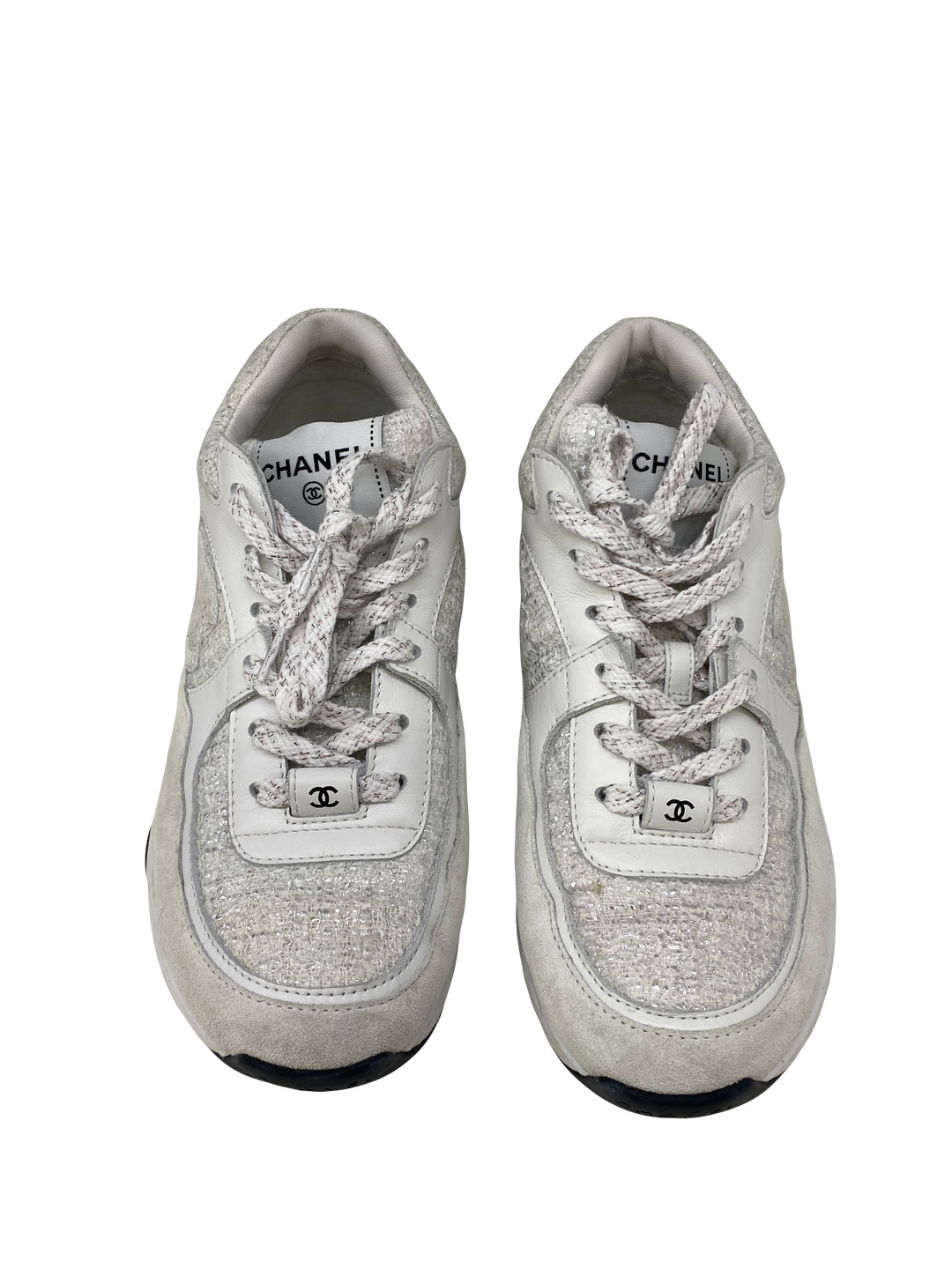 CHANELまとめ売り27点 CHANEL Women's Multi Color TWEED Metalic CC logo Lace Up