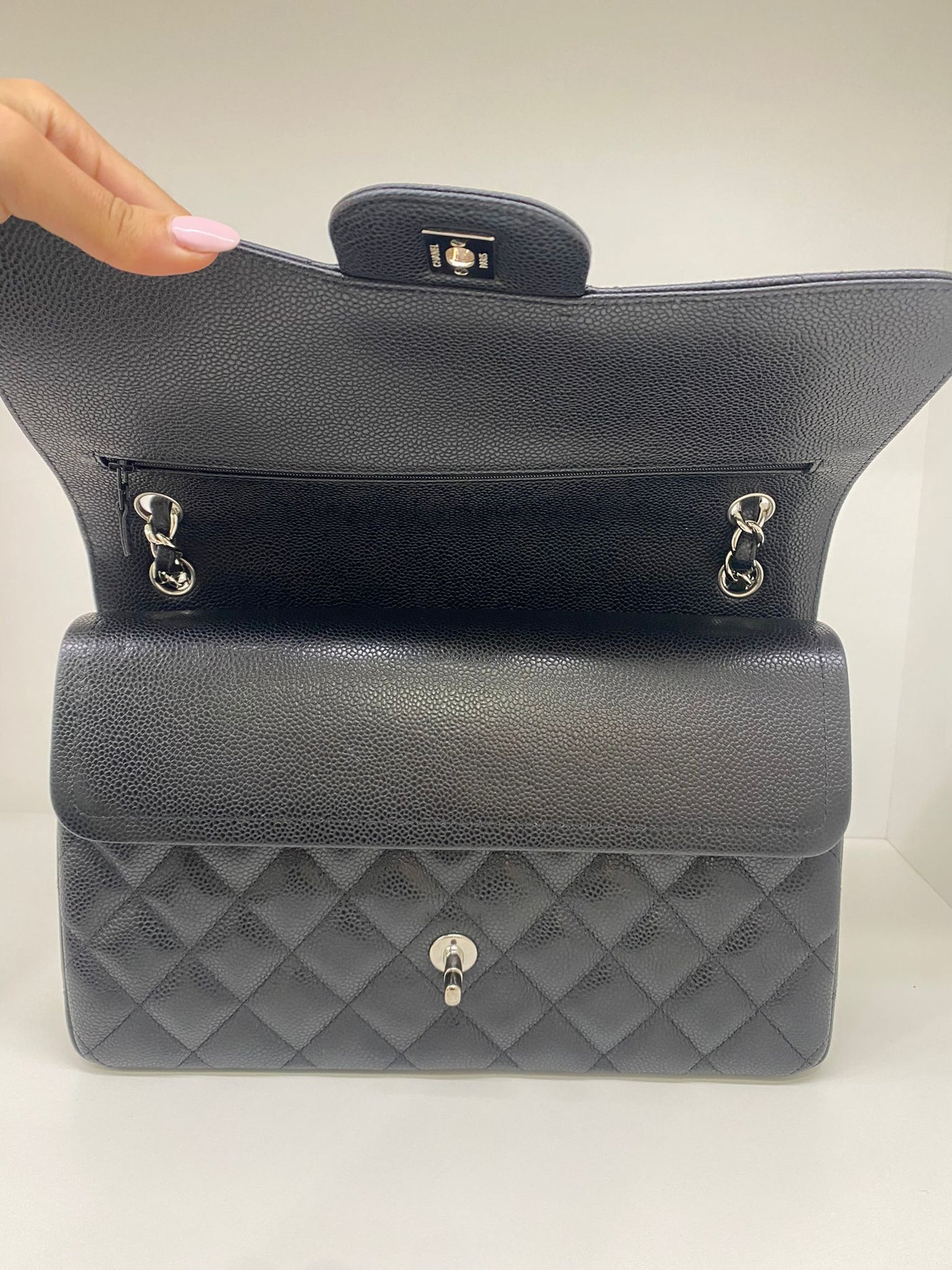 Chanel Large Jumbo Classic Flap Black - Black SHW Caviar Leather