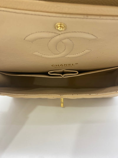 Chanel Classic Flap Medium Beige Clair GHW Caviar