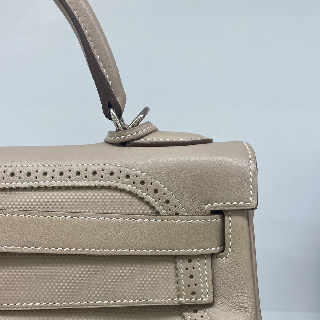 Hermes Kelly 32 Beige Argile Ghillies PHW Swift & Grain D'H