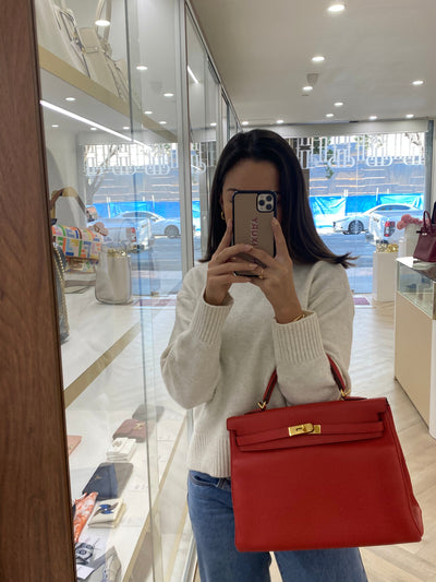 Hermes Kelly 32 Vermillion Togo GHW
