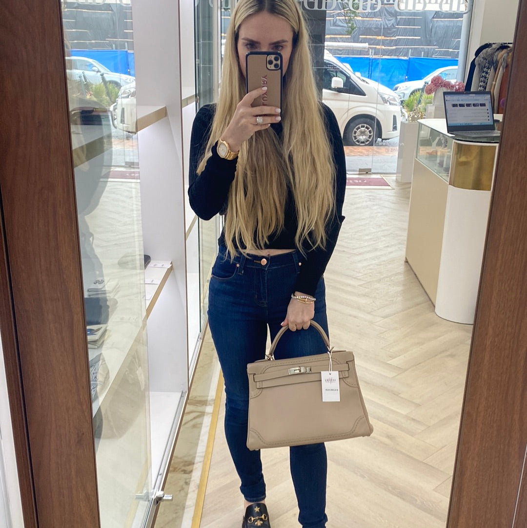 Hermes Kelly 32 Beige Argile Ghillies PHW Swift & Grain D'H