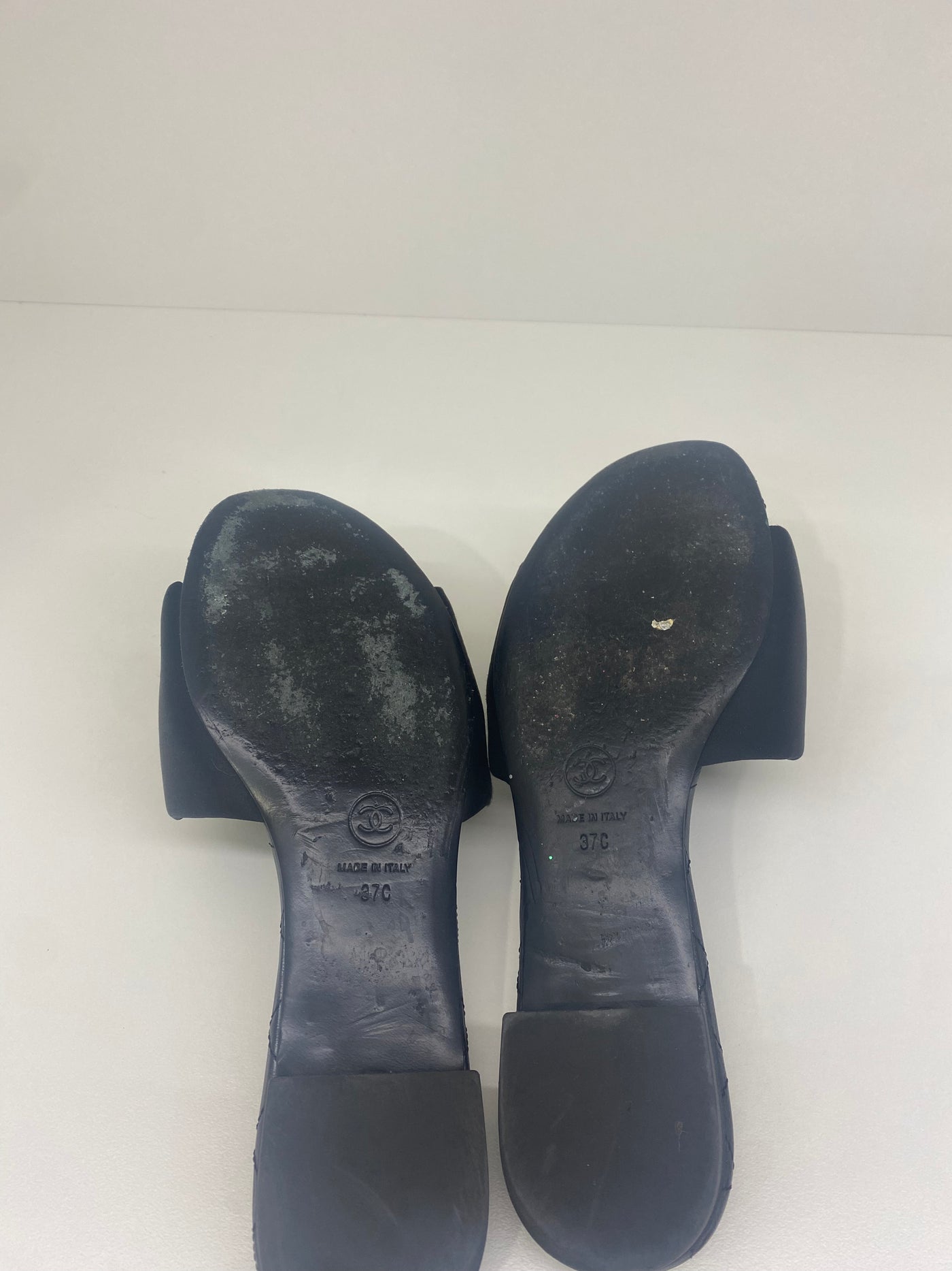 Chanel Satin Black Slides 37