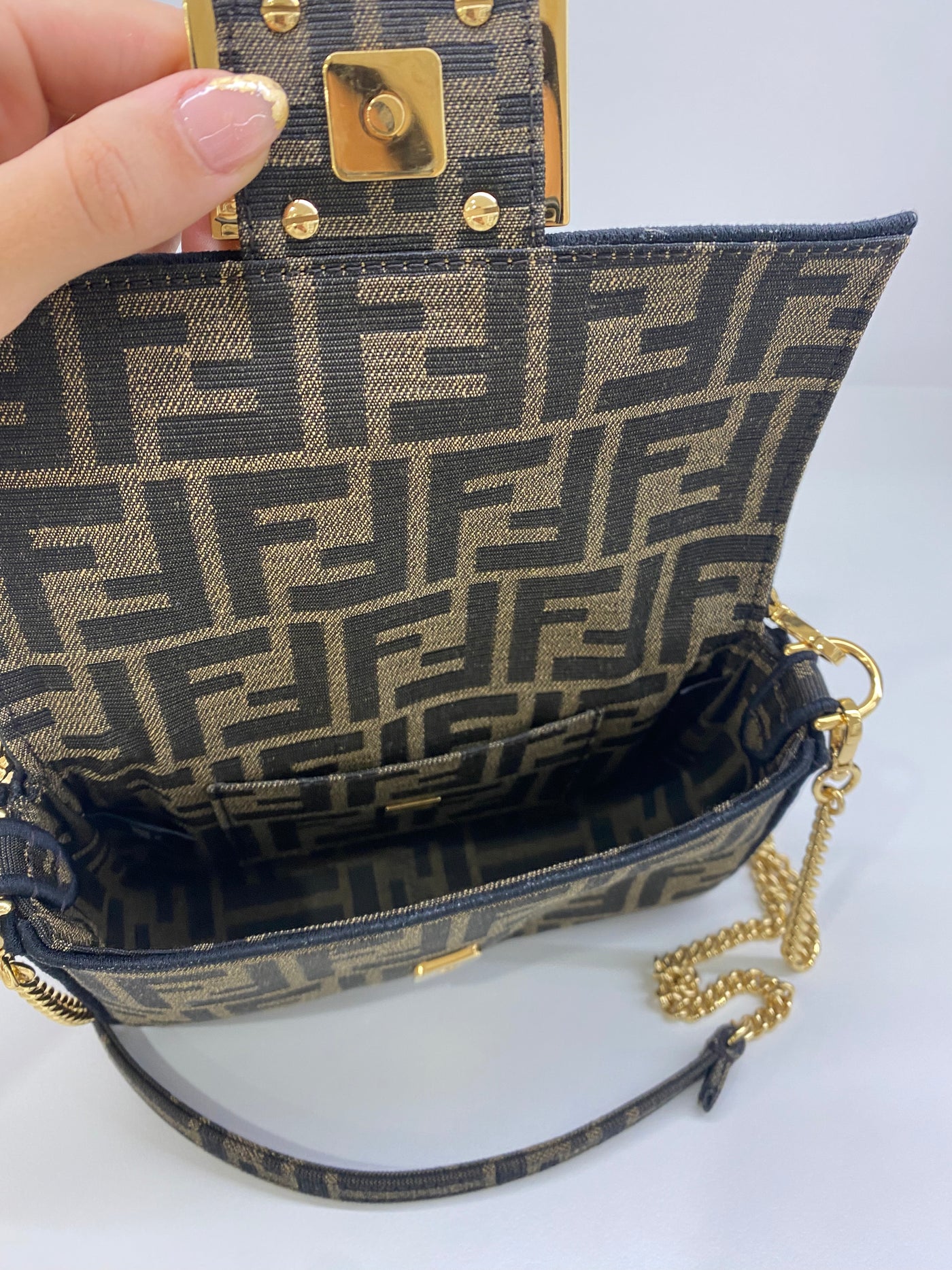 Fendi Baguette FF Logo Brown
