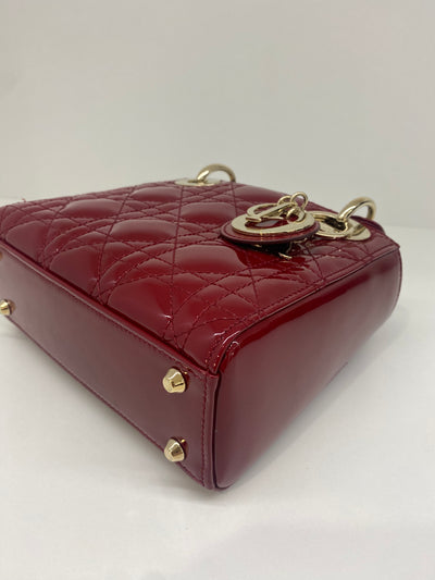 Christian Dior Lady Dior Mini Patent Leather Red CGHW