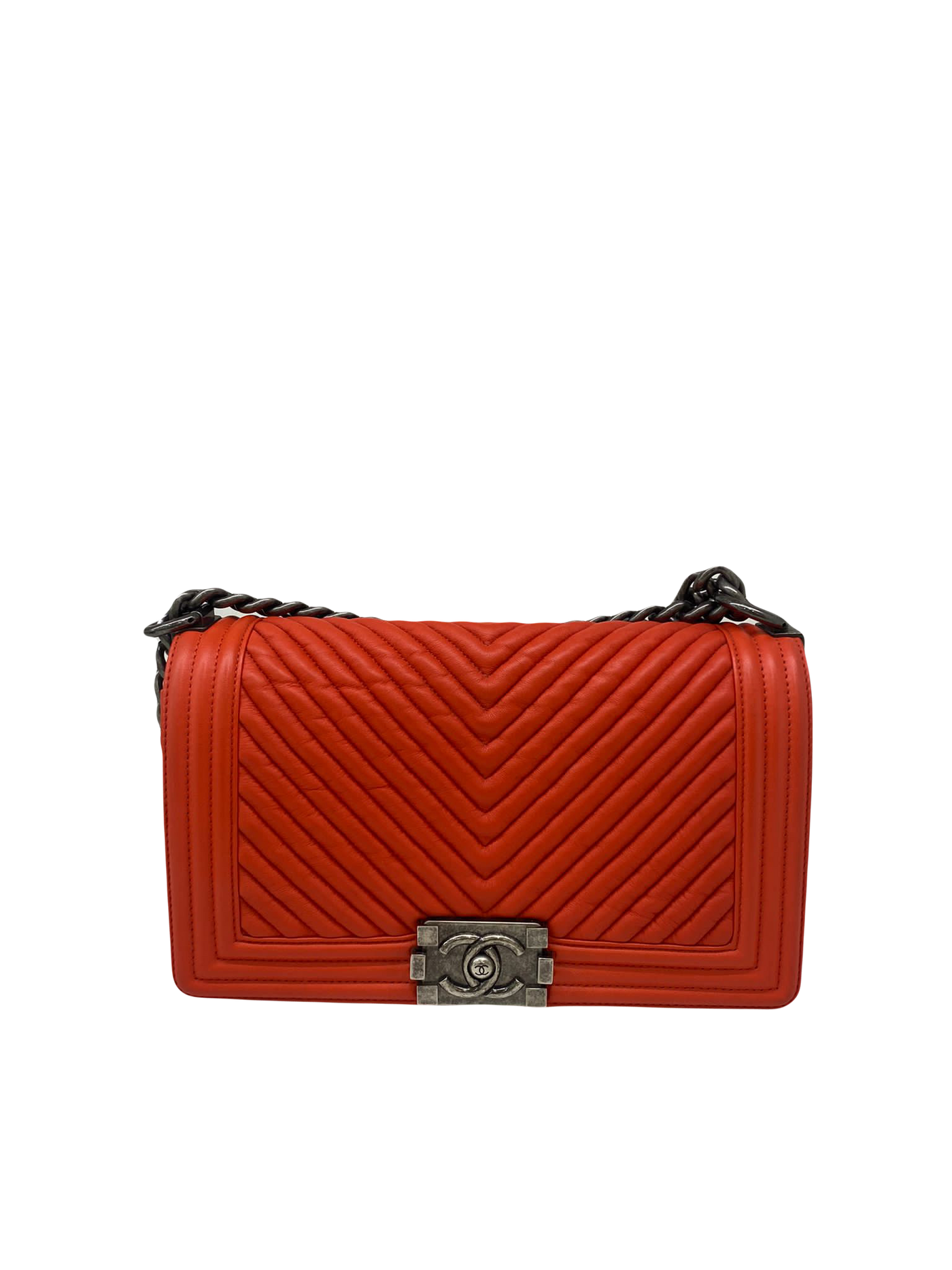 Chanel Medium Boy Bag - blood orange - Ruthenium Hardware