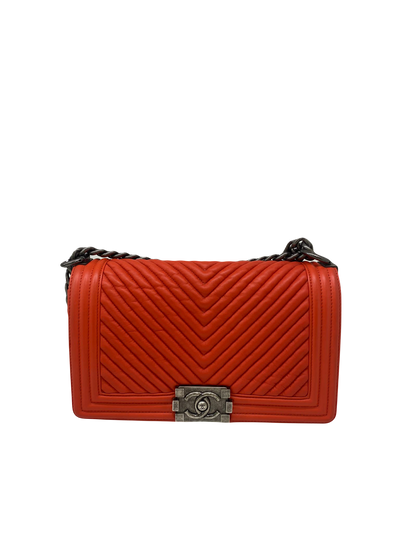 Chanel Medium Boy Bag - blood orange - Ruthenium Hardware