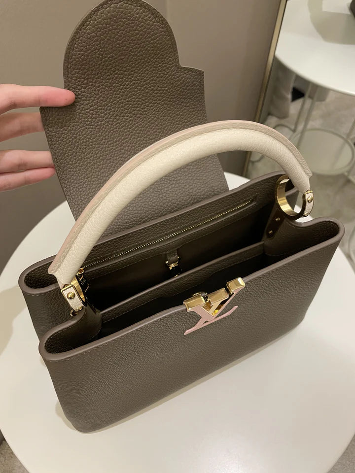 Louis Vuitton Capuccine MM Olive Khaki Grainy Leather (OE)