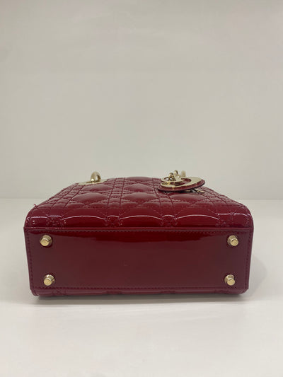 Christian Dior Lady Dior Mini Patent Leather Red CGHW