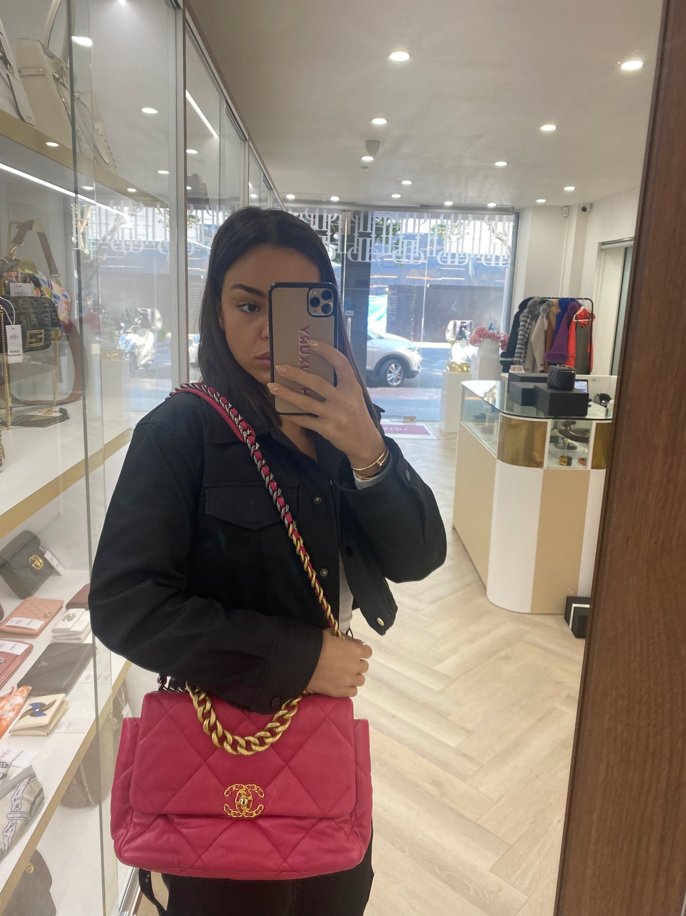 Chanel 19 Large (Medium) Fuchsia Pink GHW