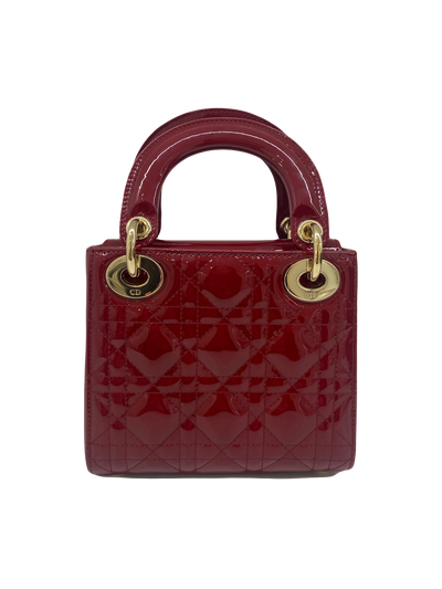 Christian Dior Lady Dior Mini Patent Leather Red CGHW
