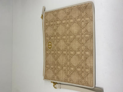 Christian Dior Raffia Pouch Clutch