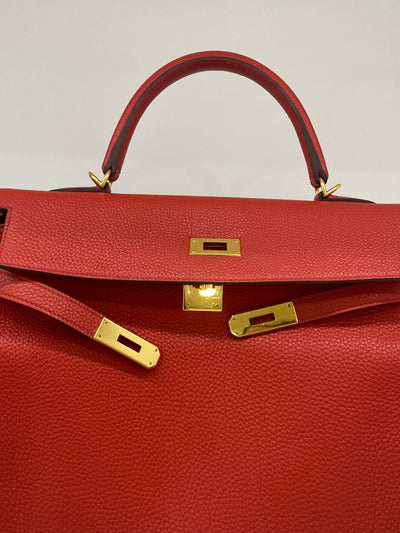 Hermes Kelly 32 Vermillion Togo GHW