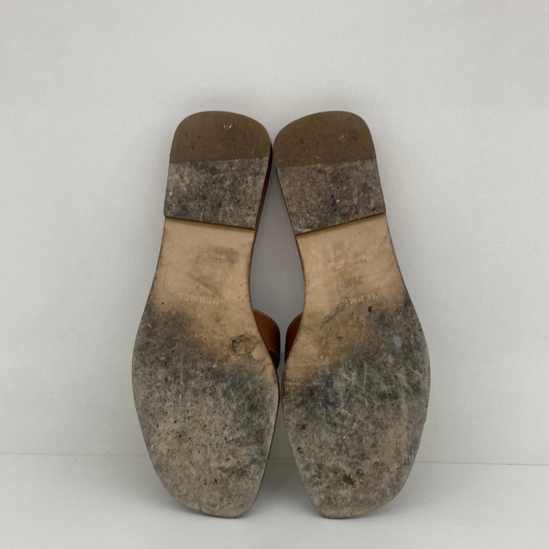 Hermes Oran Sandals Gold Size 35.5