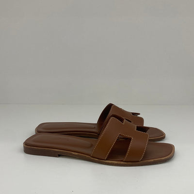 Hermes Oran Sandals Gold Size 35.5