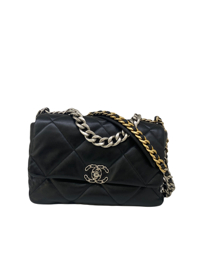 Chanel 19 Large (Medium) Black SHW