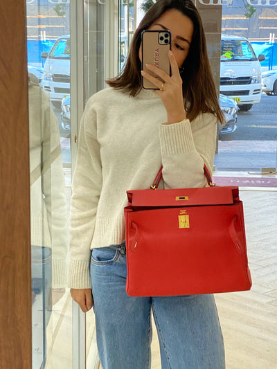 Hermes Kelly 32 Vermillion Togo GHW