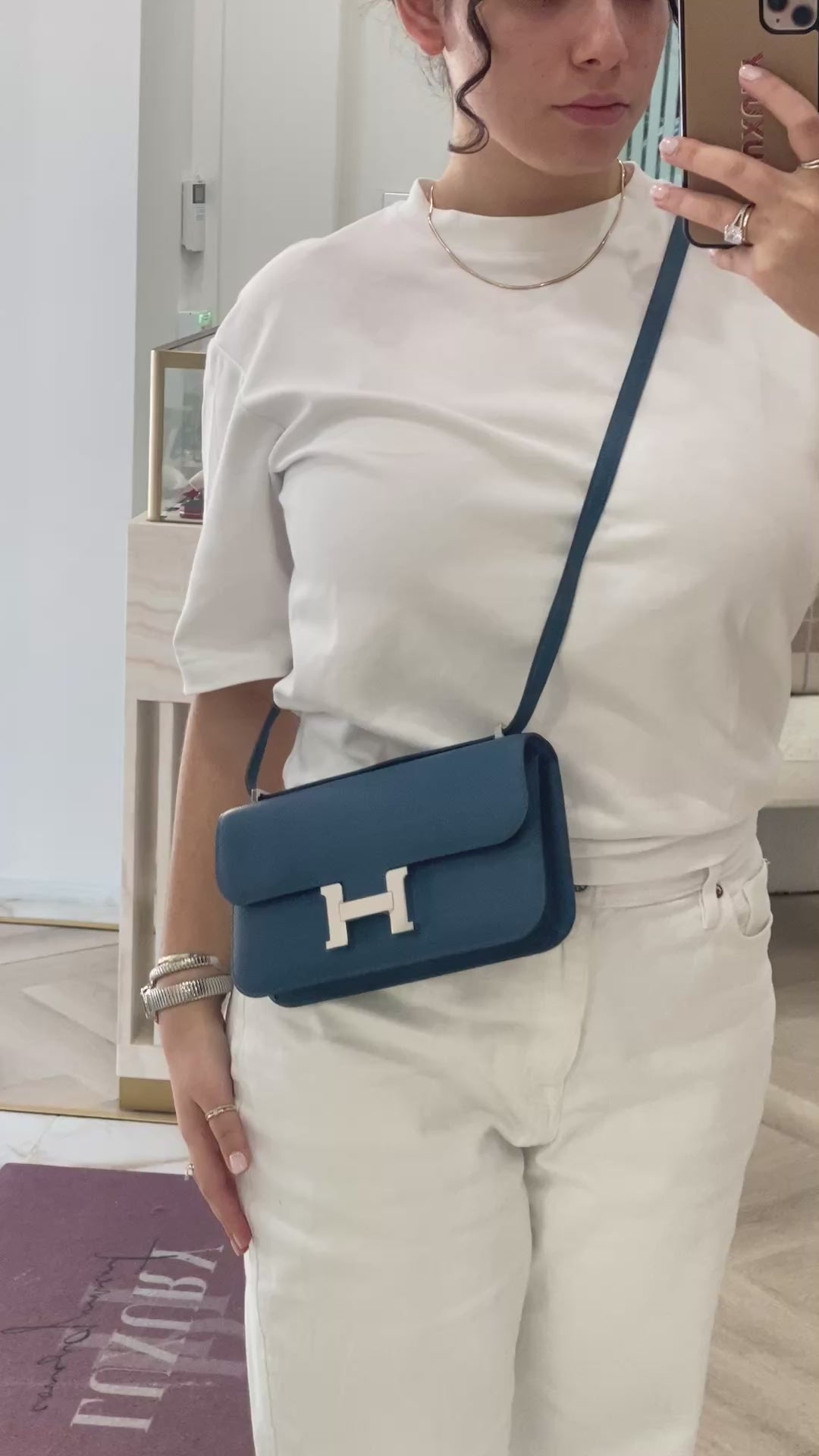 Hermes Constance Elan Deep Blue PHW