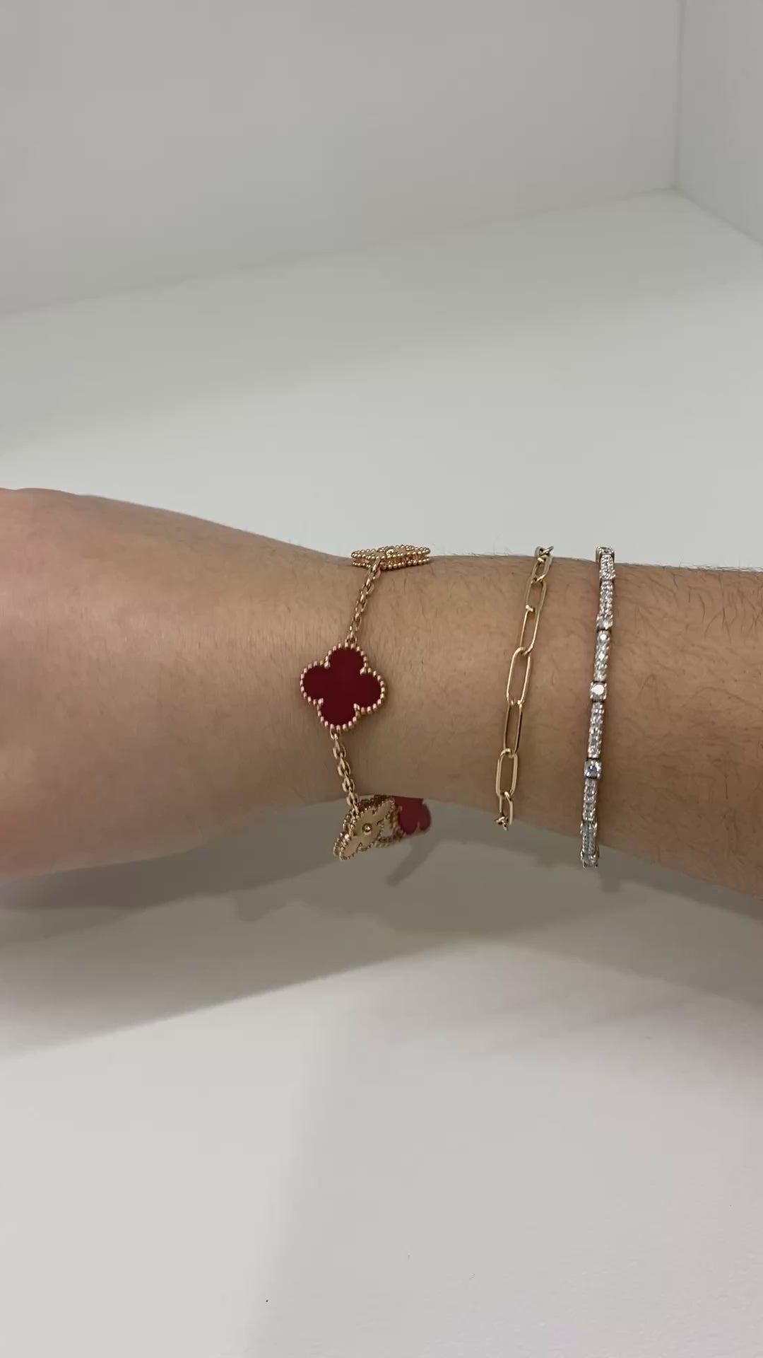 Van Cleef & Arpels 5 Motif Alhambra Bracelet Rose Gold and Carnelian