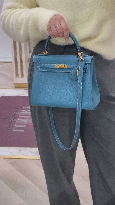 Hermès Kelly Retourne 25 New Bleu Jean Togo GHW