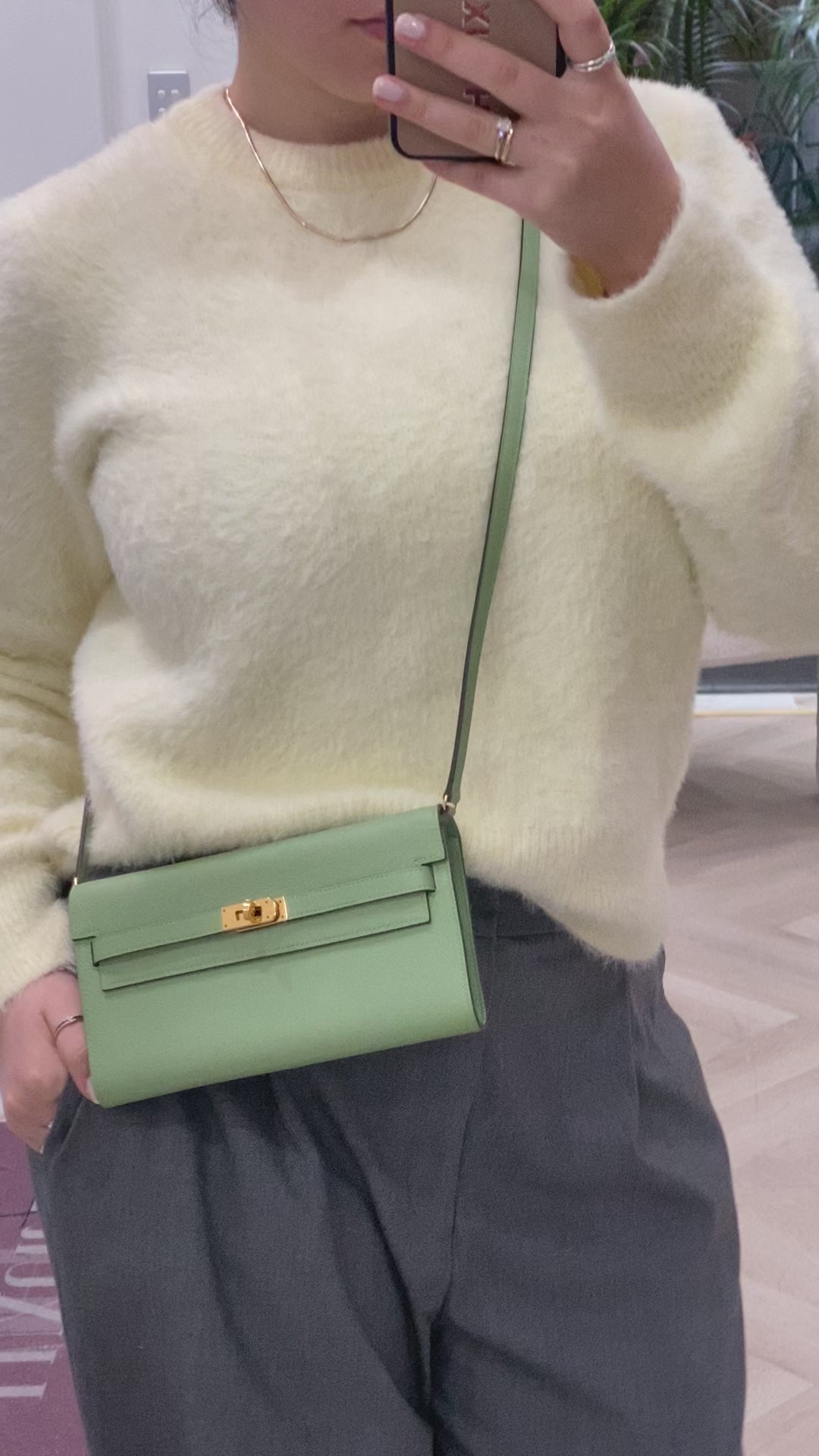 Hermes Kelly To Go Vert Criquet GHW
