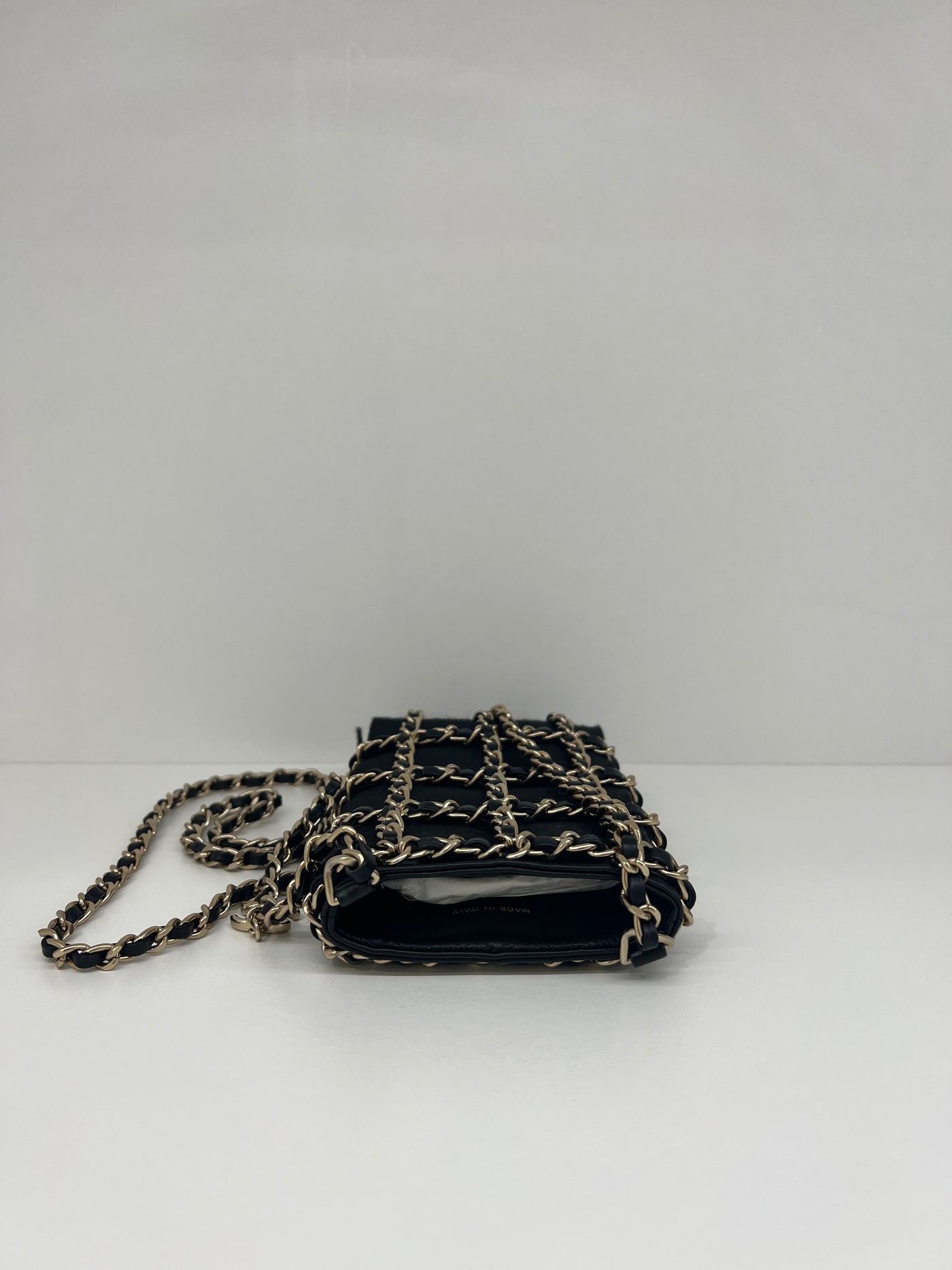 Chanel Gold Clutch Chain Phone Holder - Black - SOLD