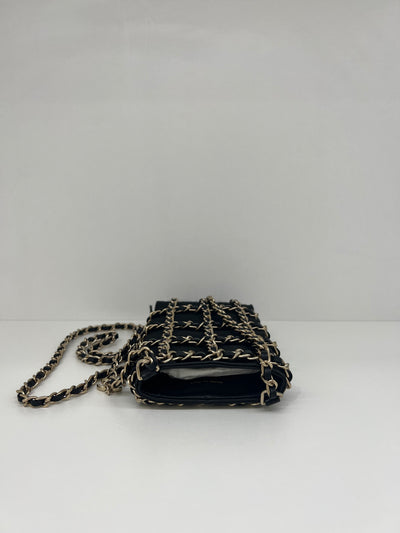 Chanel Gold Clutch Chain Phone Holder - Black - SOLD