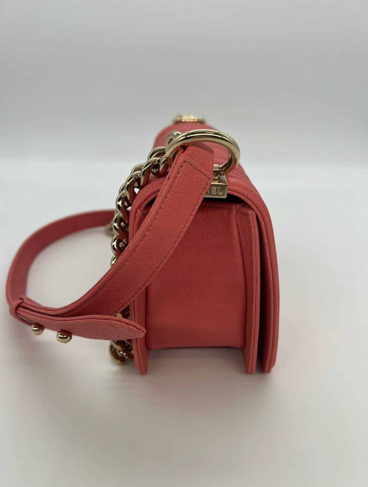 Chanel Boy Bag Small Peach Caviar CGHW - SOLD