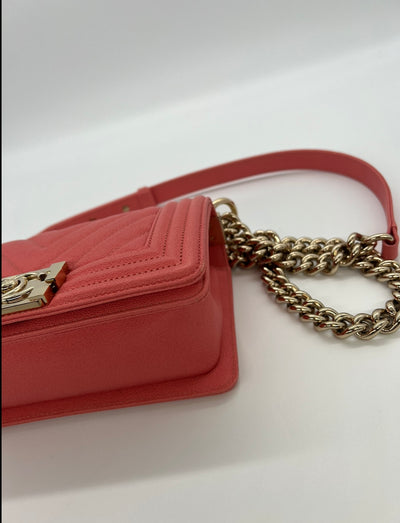 Chanel Boy Bag Small Peach Caviar CGHW - SOLD