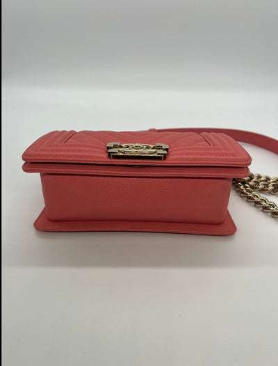 Chanel Boy Bag Small Peach Caviar CGHW - SOLD