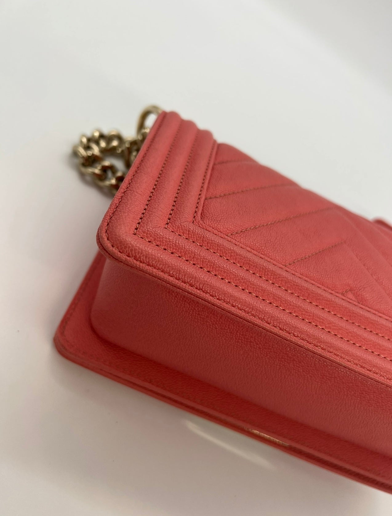 Chanel Boy Bag Small Peach Caviar CGHW - SOLD